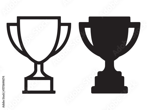 trophy cup icon set vector on white background 