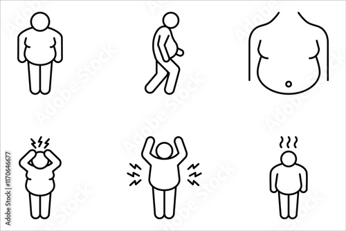overweight icon set from other outline collection. obesity symbol. vector illustration on white background