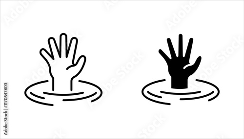 Drowning icon set. saving drowning man sign. vector illustration on white background