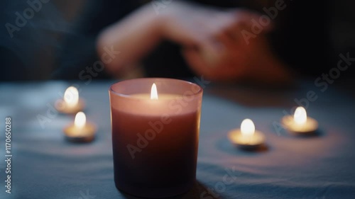 Candle Burning on the Table