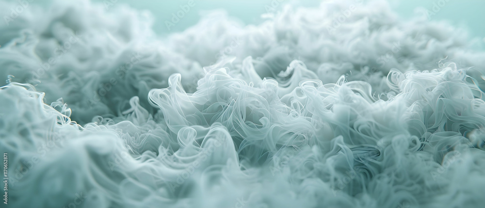Naklejka premium Ethereal Soft Light Green Abstract Background with Flowing Wispy Textures and Fluid Movement