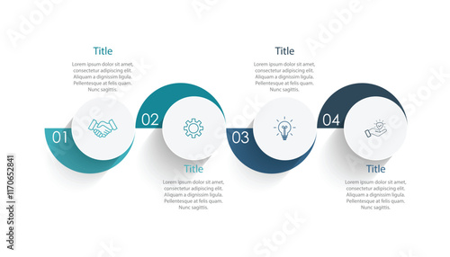 Circle chart infographic template 4 options, for prentations 