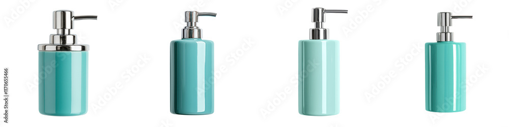 Close up view of a stylish modern mint green ceramic bathroom sink with a chrome faucet and matching soap dispenser The simple minimalist design showcases the clean Close up view of a stylish modern mint green ceramic bathroom sink with a chrome faucet and matching soap dispenser The simple minimalist design showcases the clean