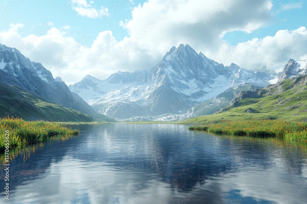 Serene Mountain Lake Spring Flowers Alps Nature Landscape Photography Serene Mountain Lake Spring Flowers Alps Nature Landscape Photography