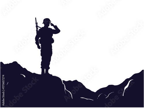 Silhouette of a saluting soldier