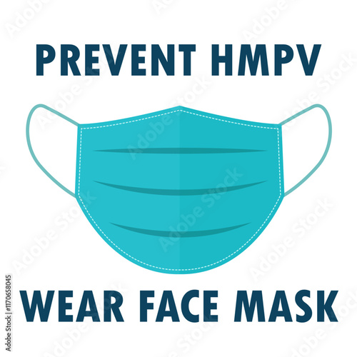 HMPV surgical face mask flat vector illustration clipart