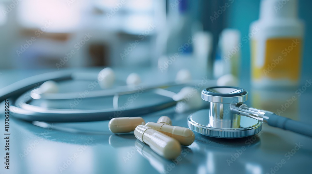 Medical Tools and Medication on a Table Medical Tools and Medication on a Table