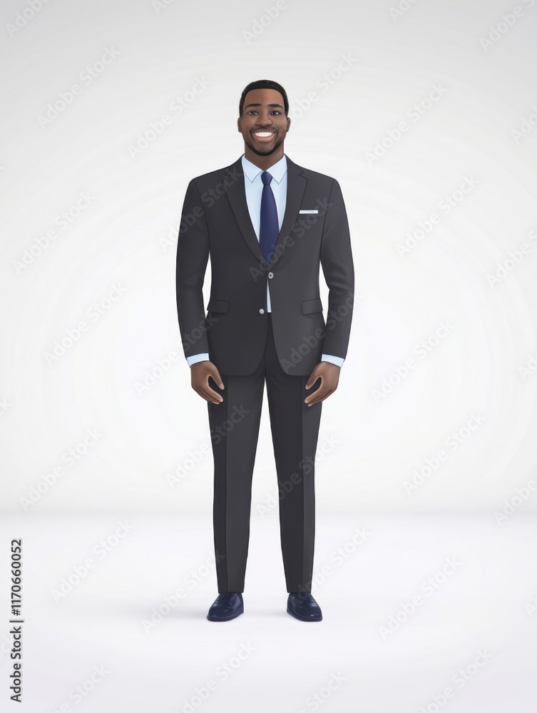 A smiling african american man in a formal suit standing confidently in a neutral background. A smiling african american man in a formal suit standing confidently in a neutral background.