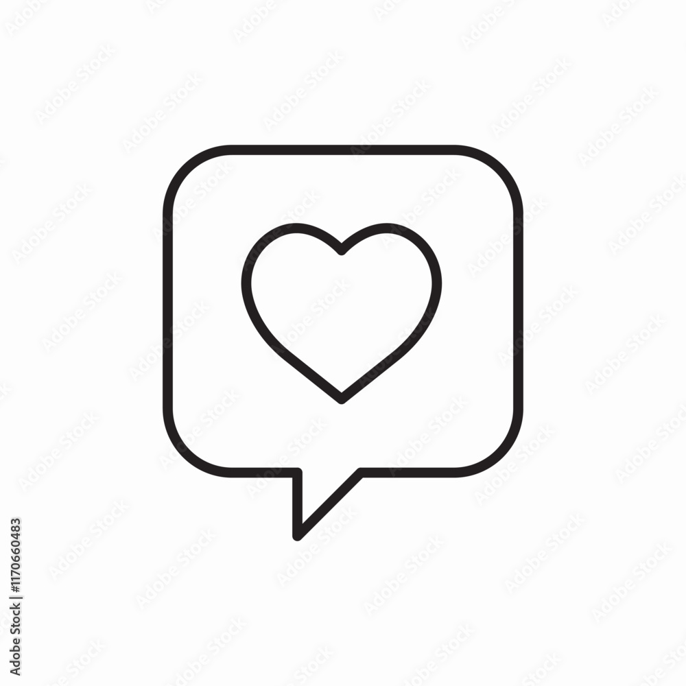 Love Heart Message Communication Chat Icon Vector Sign Love Heart Message Communication Chat Icon Vector Sign