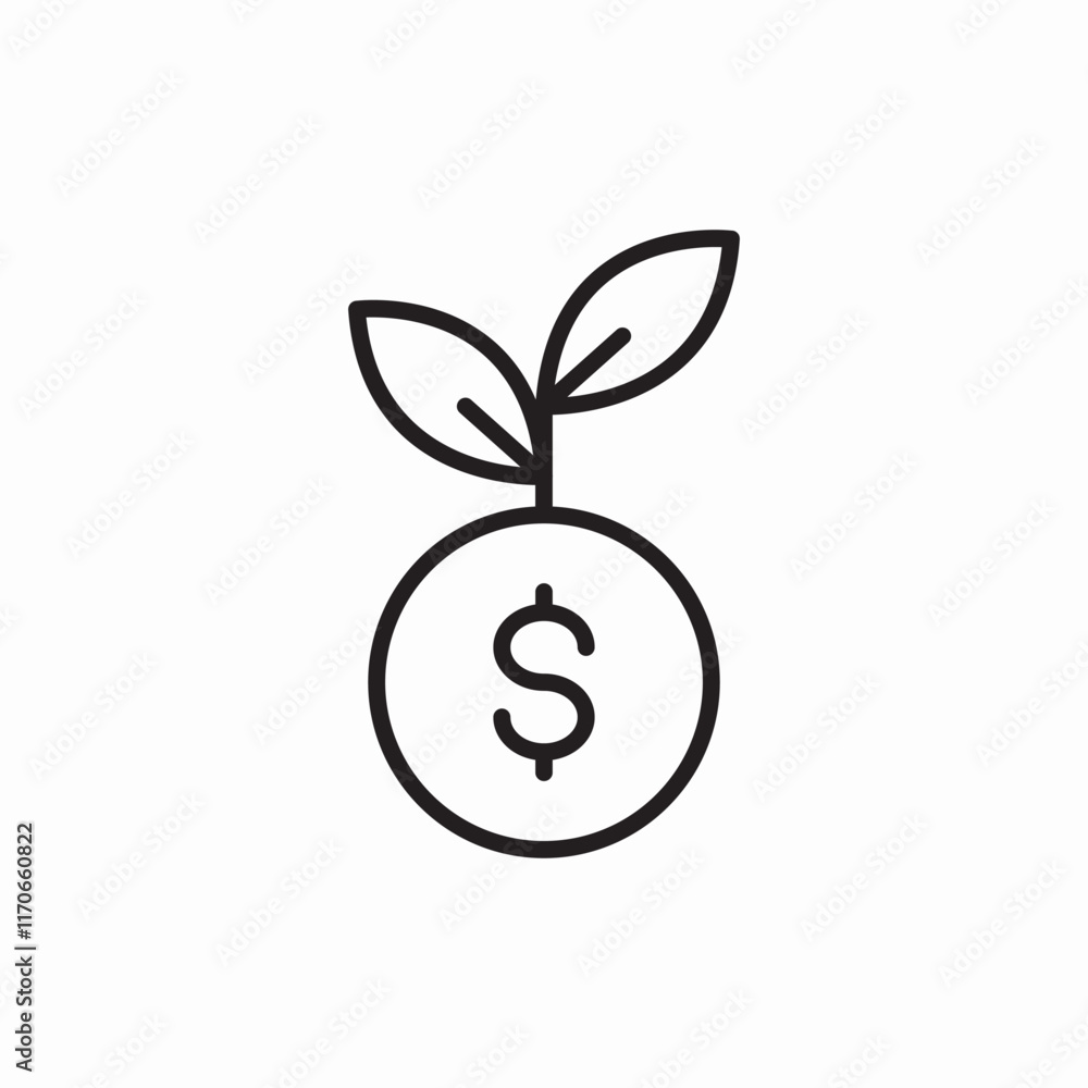 Money Growth Plant Financial Investment Icon Vector Sign