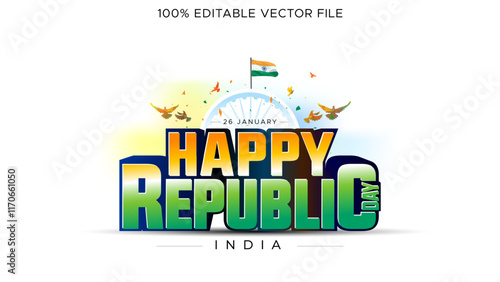 Greeting card for Happy Republic Day of India. 26 January parade and holiday design.