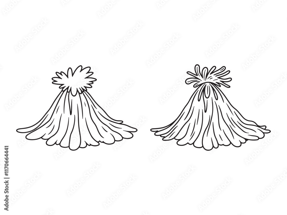 Volcano line art vector set design Volcano line art vector set design