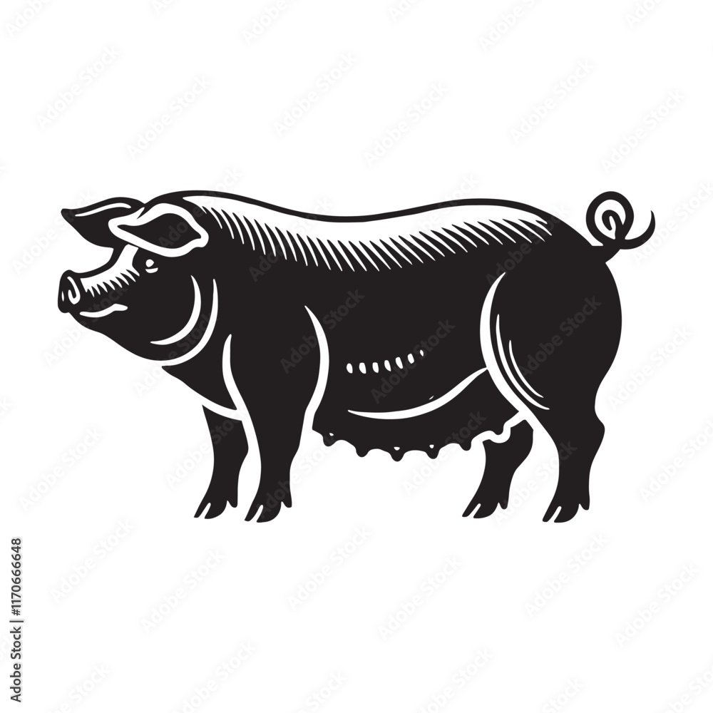 Obraz premium Detailed pig silhouette for innovative artistic purposes - Pig black vector 