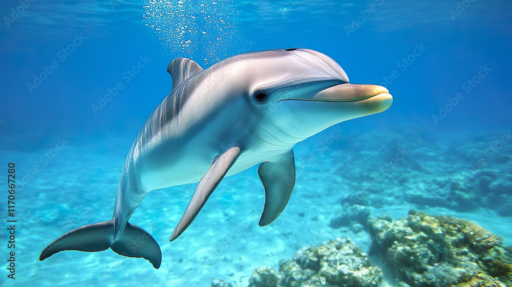 Fototapeta premium a dolphin swimming underwater