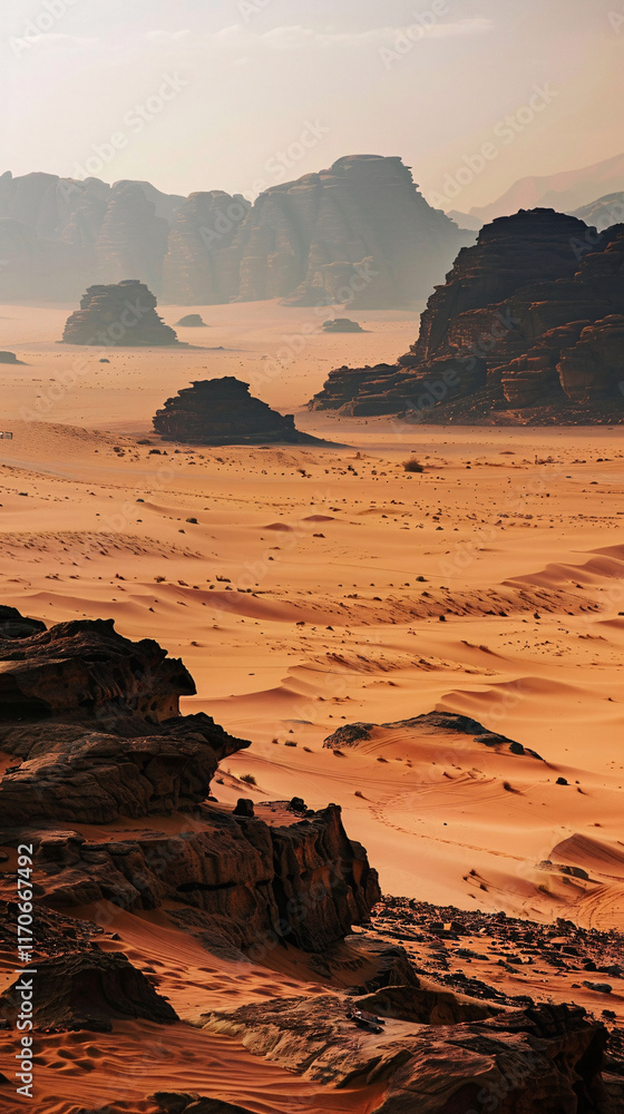 Fototapeta premium Discover the architectural wonders nestled in desert landscapes., clean background, Photo stock style, clean background, no copyrighted logo