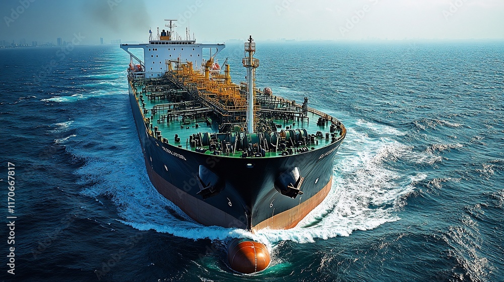 Obraz premium Large Oil Tanker Ship Sailing Across The Ocean