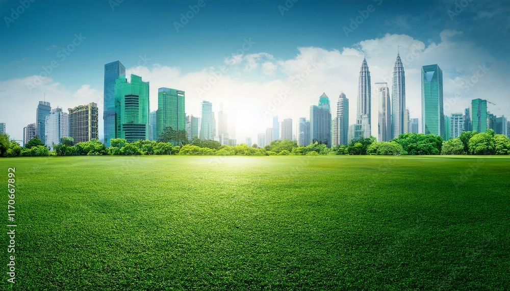 Obraz premium green city skyline, land