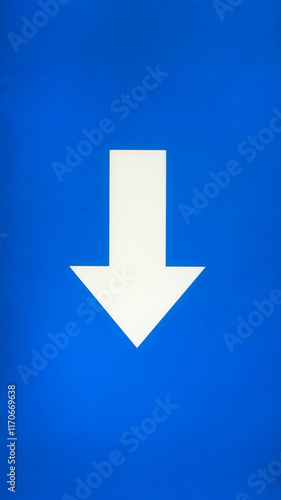 Free Download white arrow on a blue background pointing down - GFXLoad