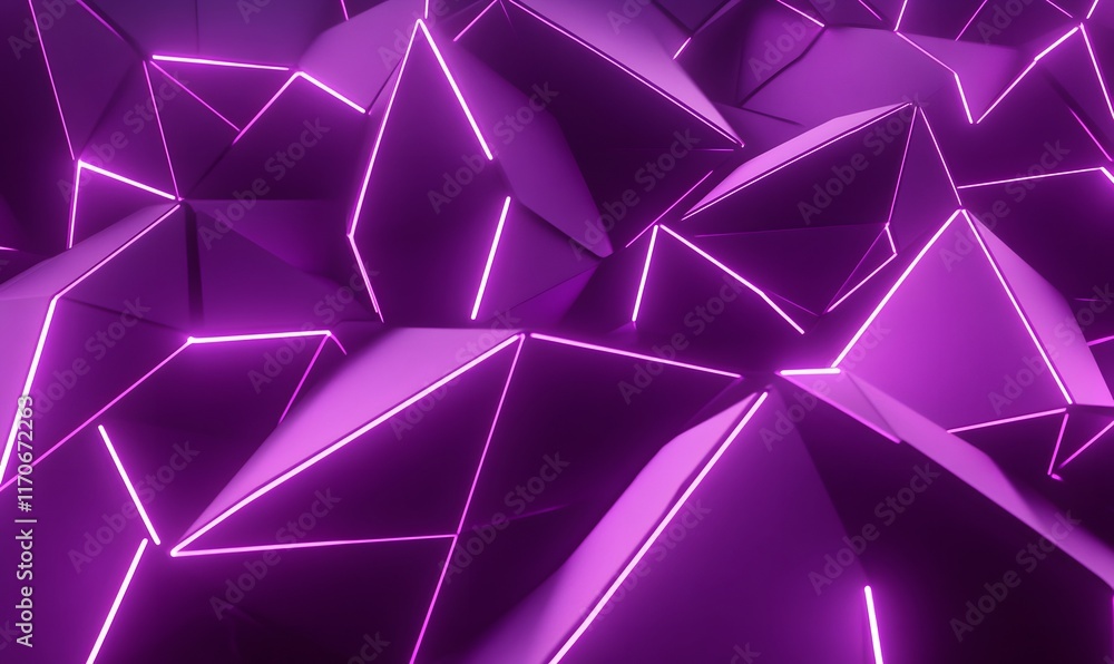 Abstract purple geometric background with glowing neon lines. Abstract purple geometric background with glowing neon lines.