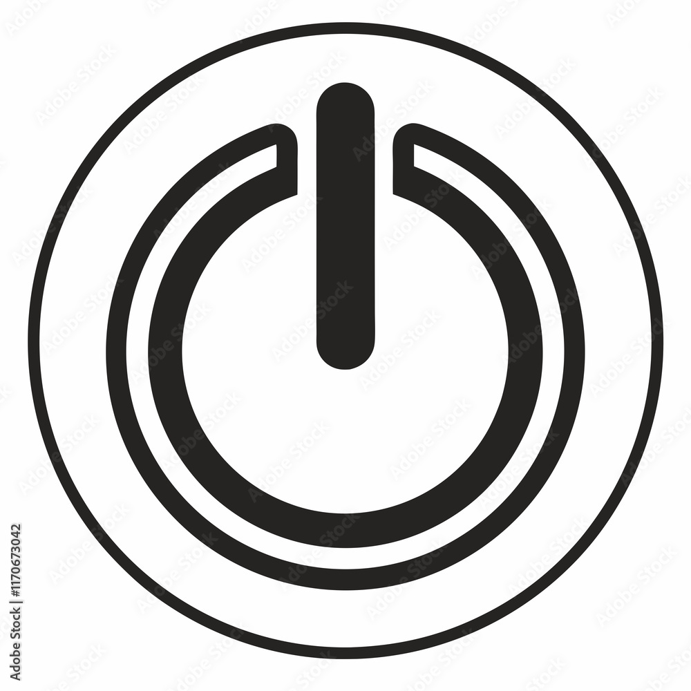 Power Button Black Silhouette Vector Power Button Black Silhouette Vector