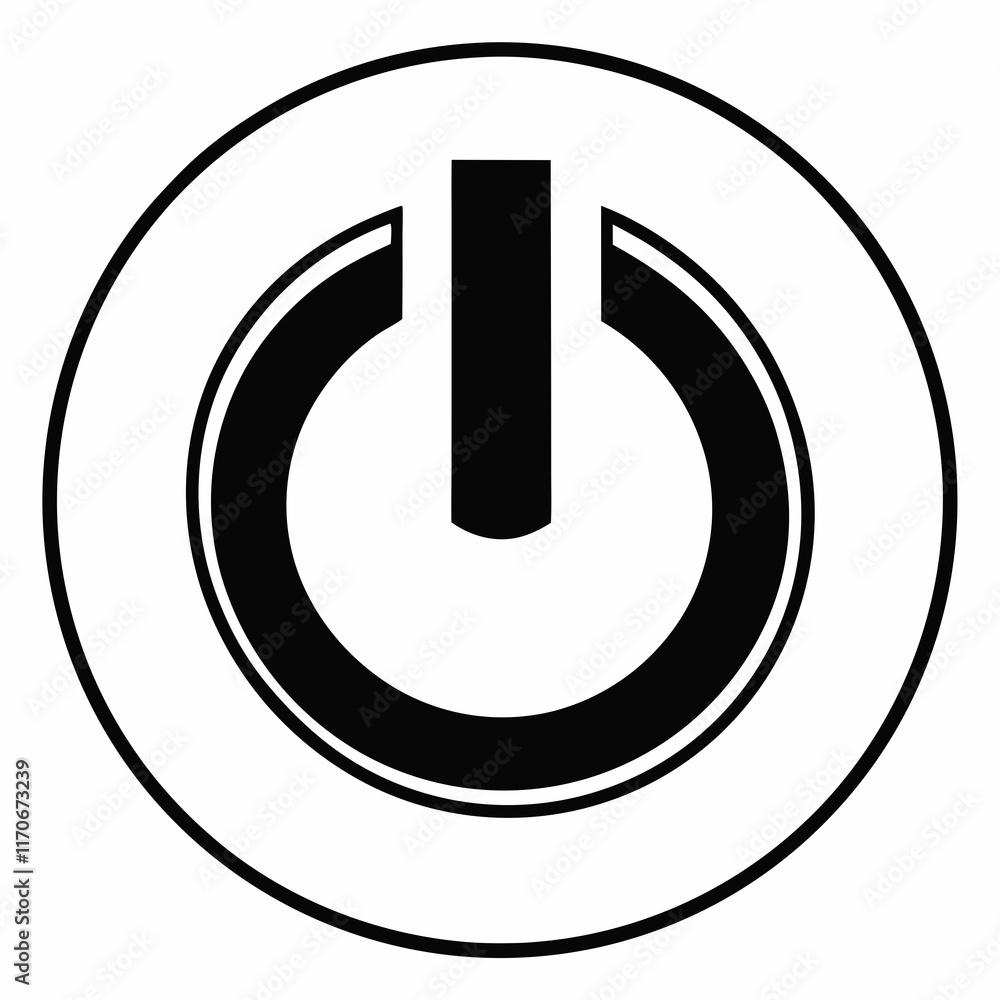 Power Button Black Silhouette Vector Power Button Black Silhouette Vector