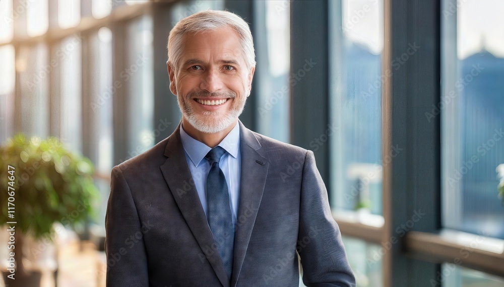 Portrait of a Successful Senior Businessman Consultant Smiling Confidently at the Camera Inside Modern Office Environment, Exuding Professionalism and Expertise in Business Consulting Portrait of a Successful Senior Businessman Consultant Smiling Confidently at the Camera Inside Modern Office Environment, Exuding Professionalism and Expertise in Business Consulting