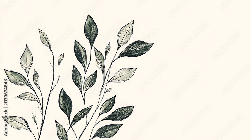 Fototapeta premium Botanical Floral Sketch Wall Art for Home Decor