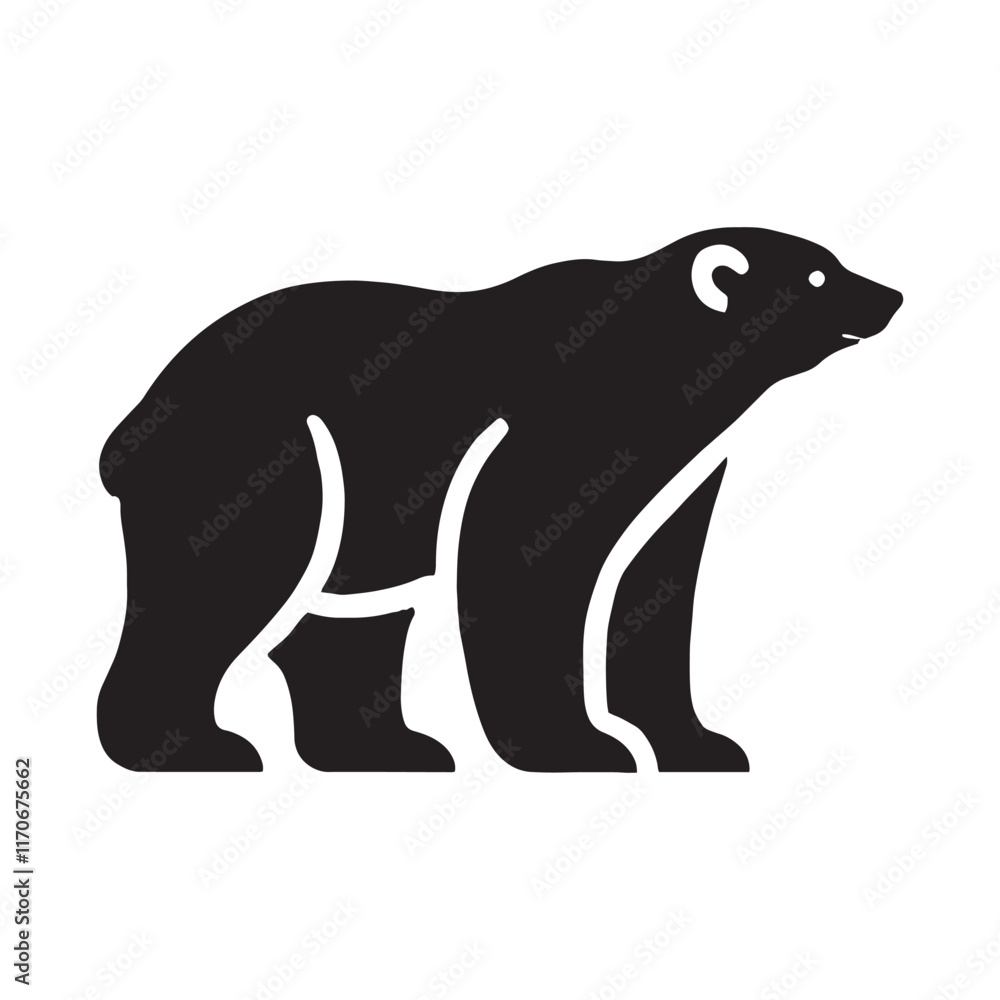 Obraz premium Creative polar bear silhouette for artistic media applications - Polar bear illustration - minimallest polar bear vector 