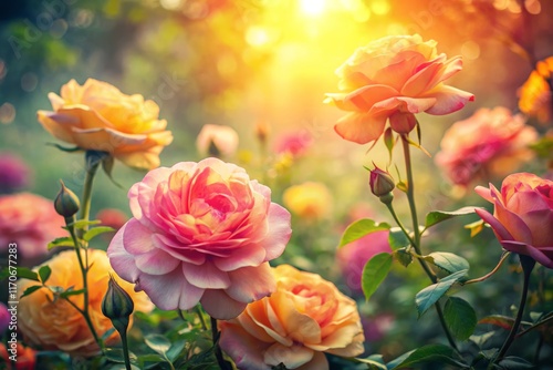 Summer Rose Bloom Double Exposure: Vibrant Floral Photography