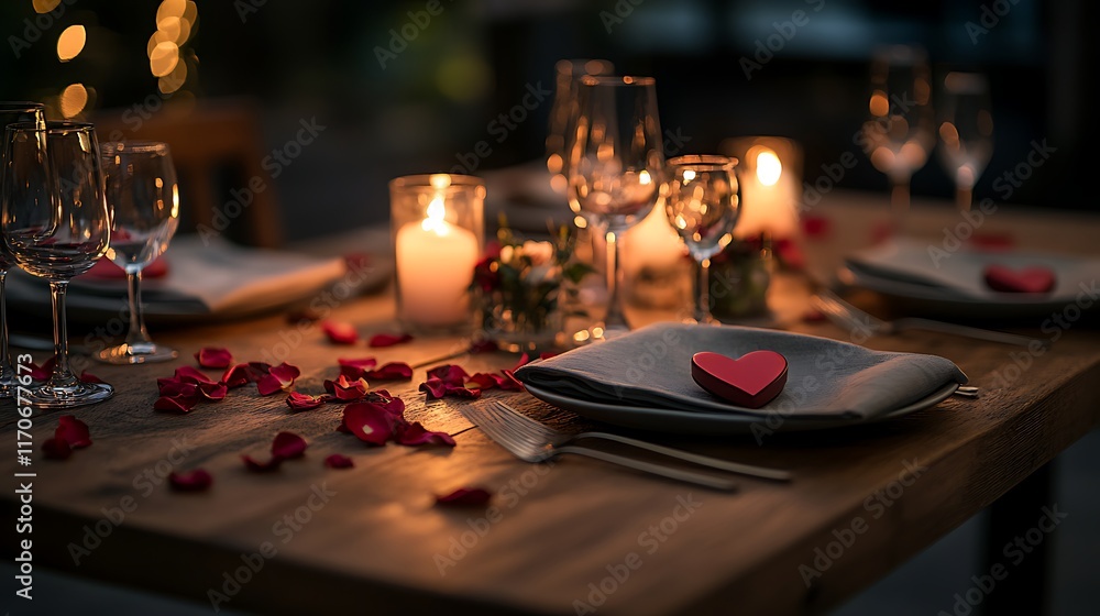 romantic table setting with heart-shaped plates romantic table setting with heart-shaped plates