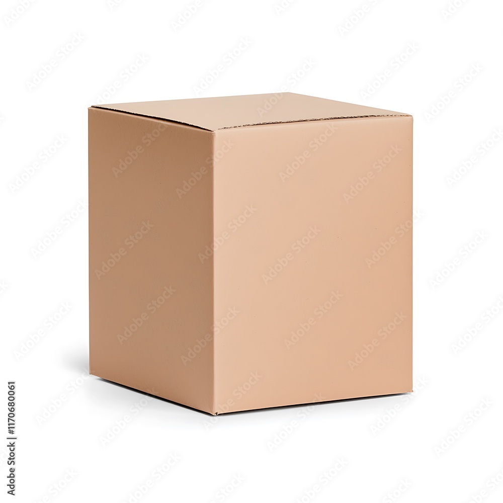 Square light brown cardboard box isolated on white background. Square light brown cardboard box isolated on white background.