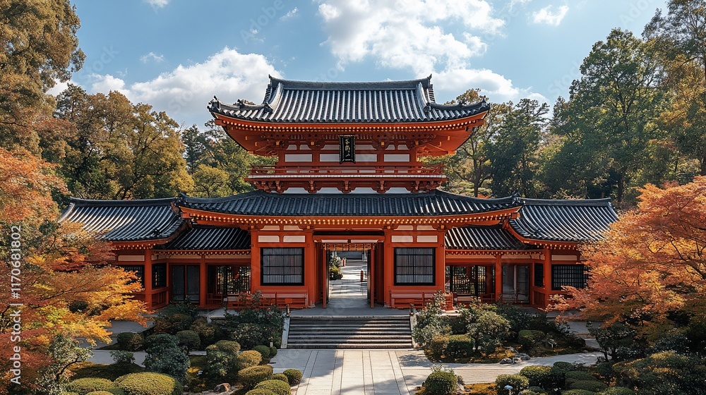 Autumnal Japanese Temple Gate Stunning Architecture Autumnal Japanese Temple Gate Stunning Architecture