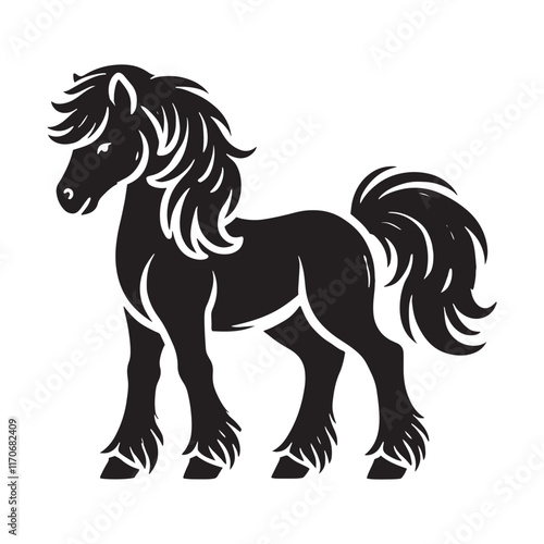 Simplified pony silhouette for modern design uses - Pony illustration - minimallest pony vector
