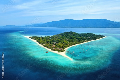 Koh Lipe Aerial View: Paradise Beach in Satun, Thailand with Crystal Blue Ocean photo