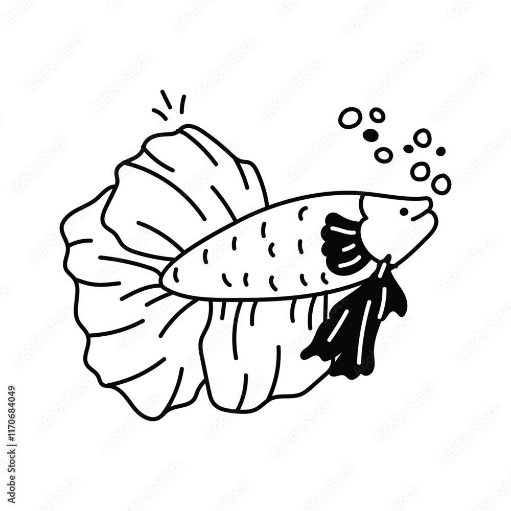 A beautiful betta fish with flowing fins swimming underwater A beautiful betta fish with flowing fins swimming underwater
