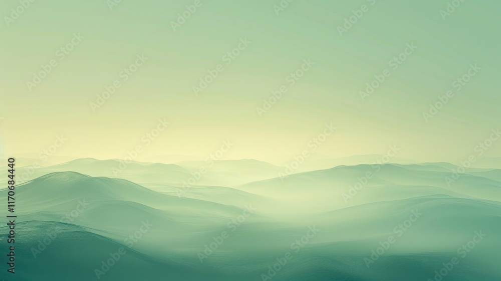 Obraz premium Flat soft color gradient background, shifting from olive green to soft celadon, soothing and natural, ideal for serene designs.