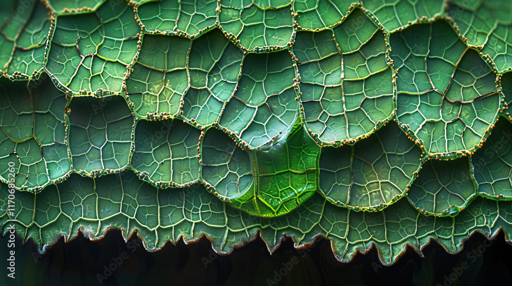 Fototapeta premium Detailed view of a rare Alocasia with its textured leaf surface
