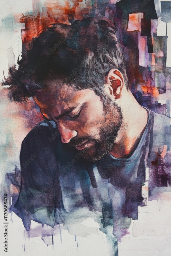 A man with a beard is painted in a portrait A man with a beard is painted in a portrait