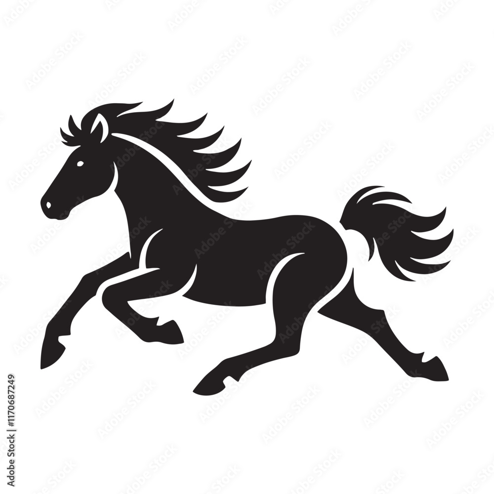 Unique running pony silhouette for artistic design projects - Running pony illustration - minimallest running pony vector
Unique running pony silhouette for artistic design projects - Running pony illustration - minimallest running pony vector