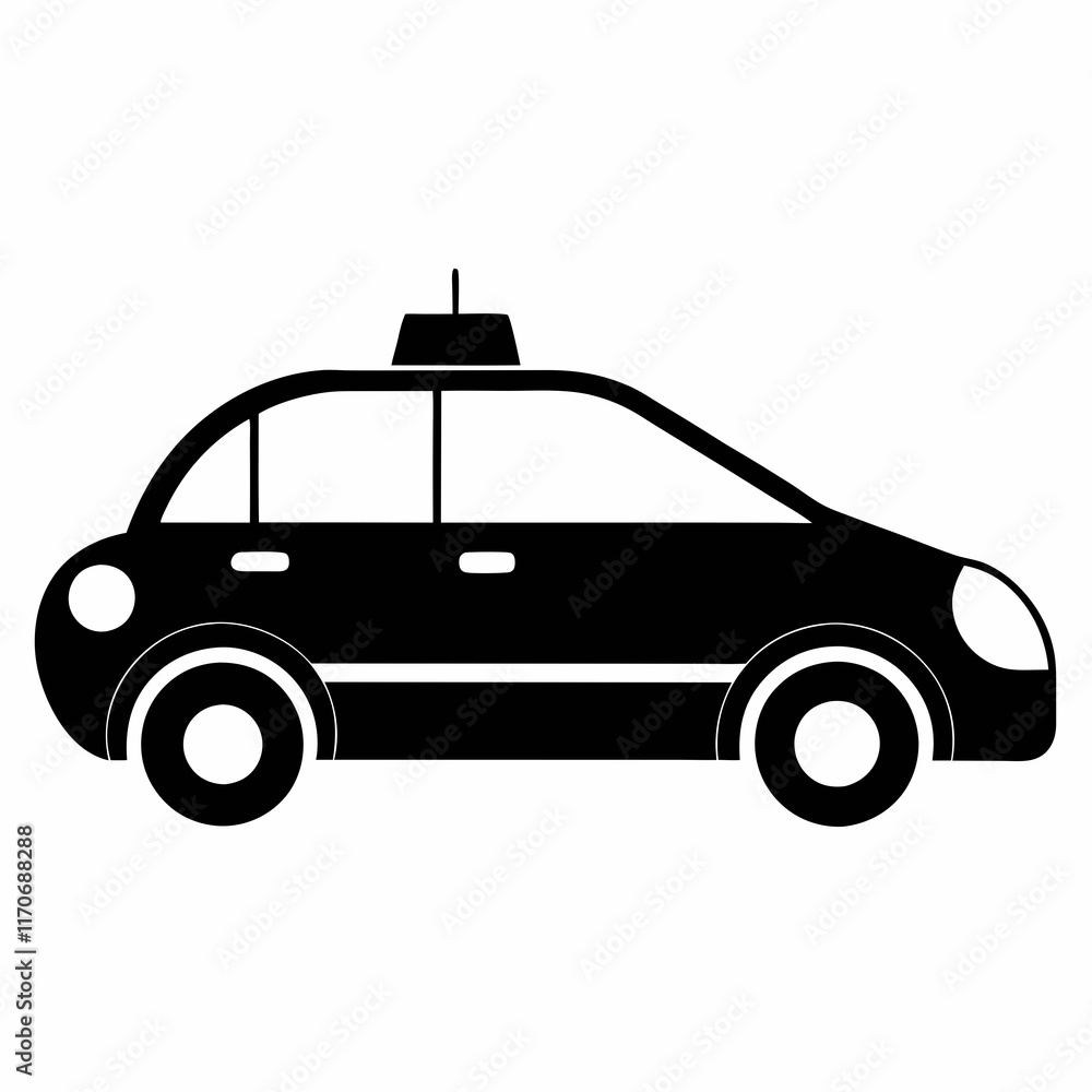 Fototapeta premium Self Driving Car Silhouette Vector Art