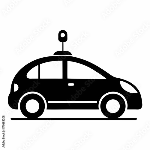 Self Driving Car Silhouette Vector Art