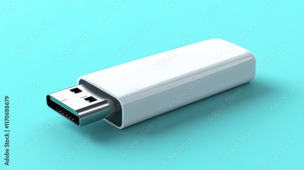 White USB flash drive on blue background. (1) White USB flash drive on blue background. (1)