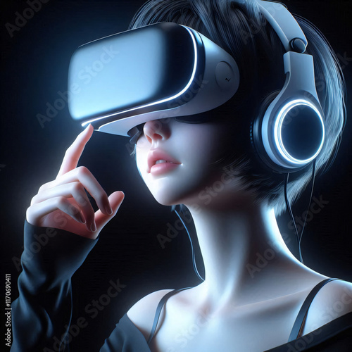 girl with VR head set 