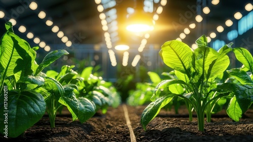 Cultivating healthy greens in greenhouse indoor farming agriculture