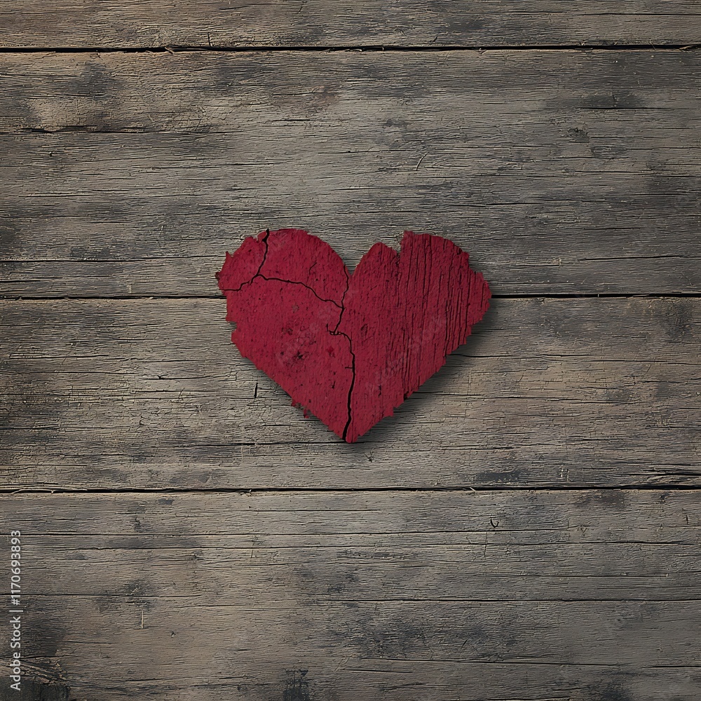 Valentine's Day card with heart-shaped design on wooden background Valentine's Day card with heart-shaped design on wooden background