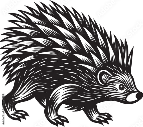 Porcupine line art animal design 