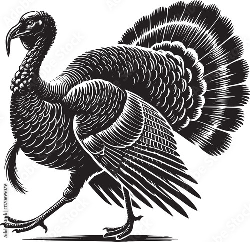 Turkey animal silhouette vector illustration isolated on white background