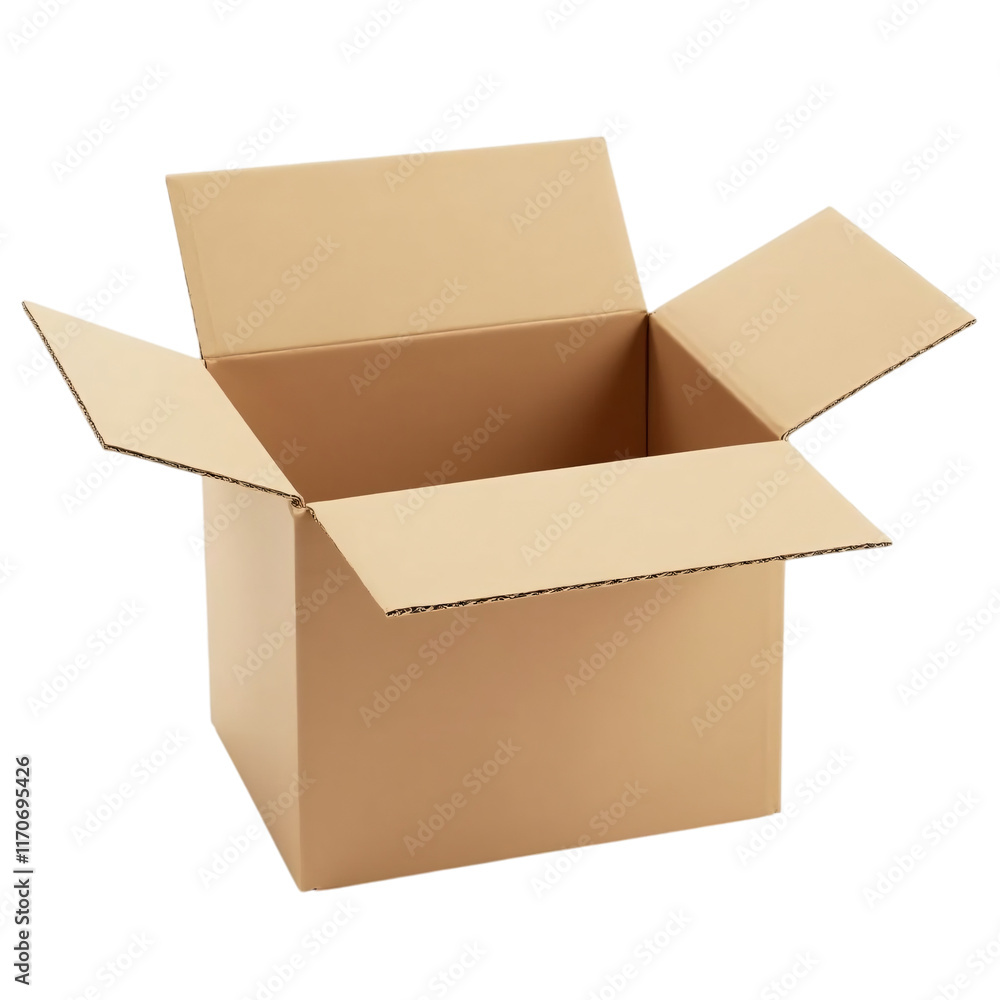 Opened Cardboard Box Cut Out Transparent Background PNG: Simple Packing Box Design. Opened Cardboard Box Cut Out Transparent Background PNG: Simple Packing Box Design.