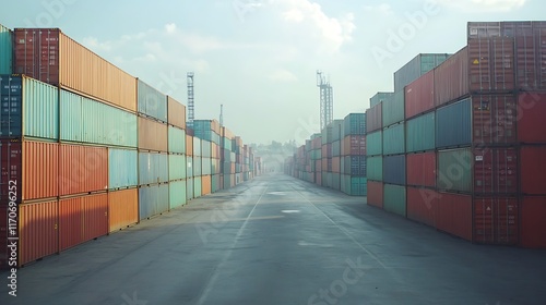 Wallpaper Mural Shipping Containers at Port: Global Trade and Logistics Torontodigital.ca