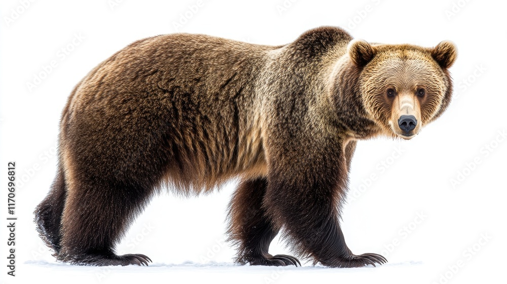 Fototapeta premium A detailed image of a brown bear standing against a white background.
